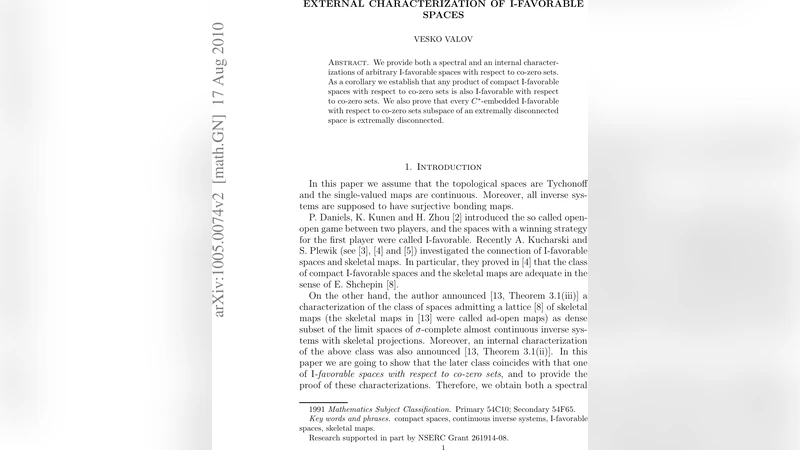 External characterization of I-favorable spaces
