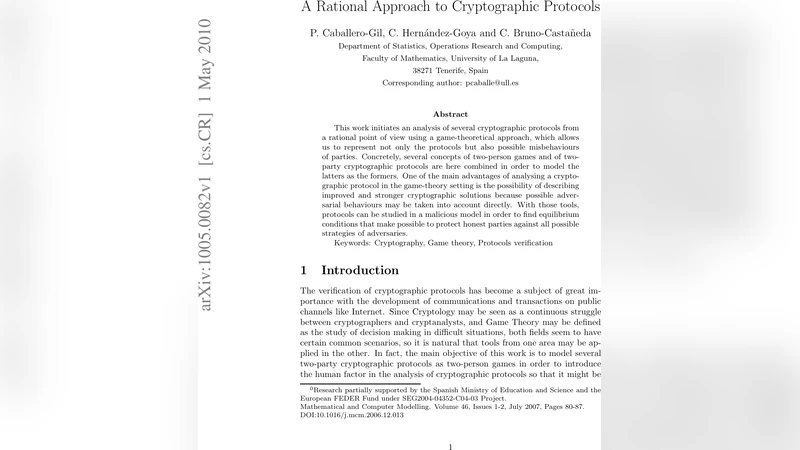 A Rational Approach to Cryptographic Protocols