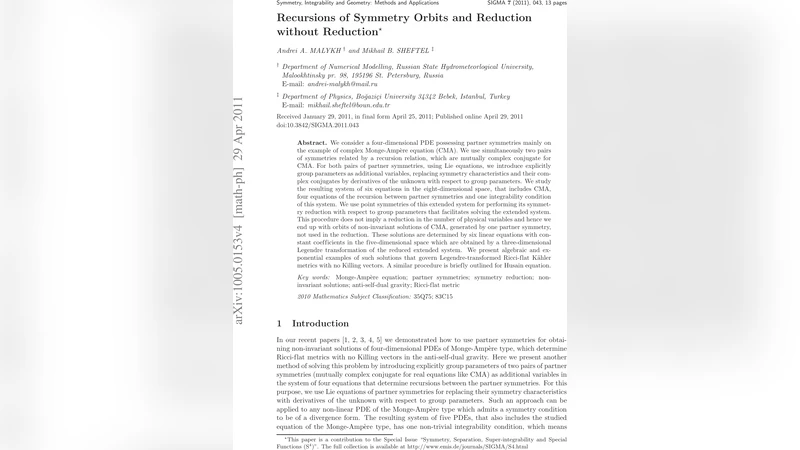 Recursions of Symmetry Orbits and Reduction without Reduction