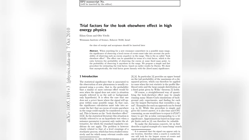 Trial factors for the look elsewhere effect in high energy physics