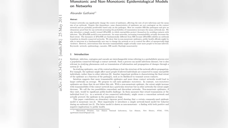 Monotonic and Non-Monotonic Epidemiological Models on Networks