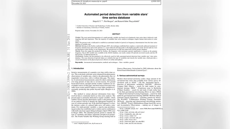 Automated period detection from variable stars time series database