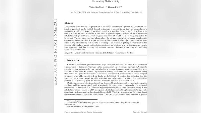 Estimating Satisfiability