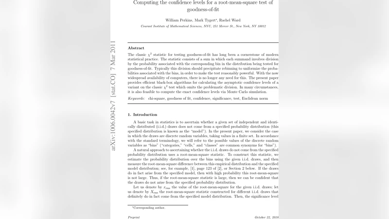 Computing the confidence levels for a root-mean-square test of   goodness-of-fit