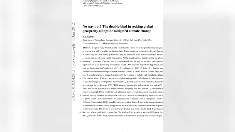 No way out? The double-bind in seeking global prosperity alongside   mitigated climate change