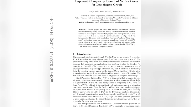 Improved Complexity Bound of Vertex Cover for Low degree Graph