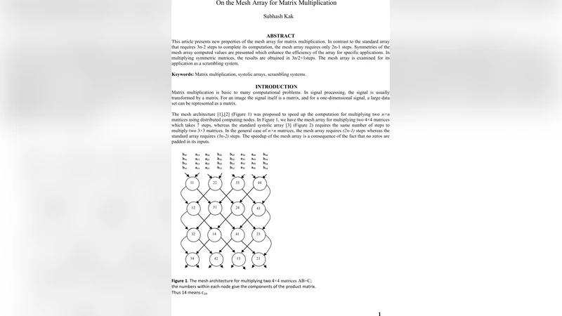 On the Mesh Array for Matrix Multiplication