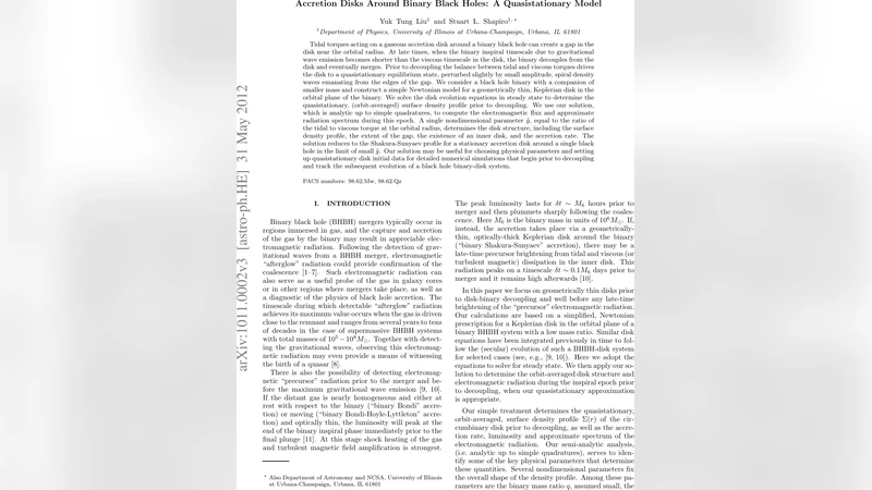 Accretion Disks Around Binary Black Holes: A Quasistationary Model
