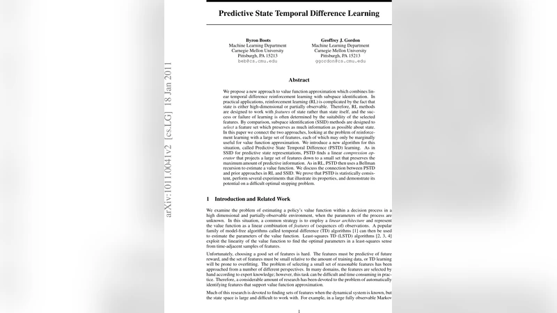 Predictive State Temporal Difference Learning