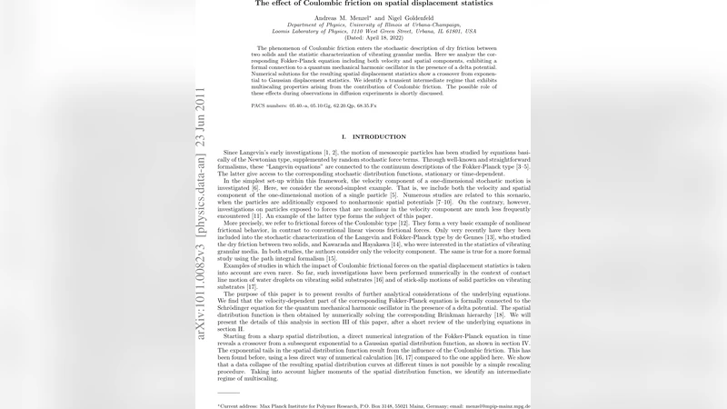 The effect of Coulombic friction on spatial displacement statistics