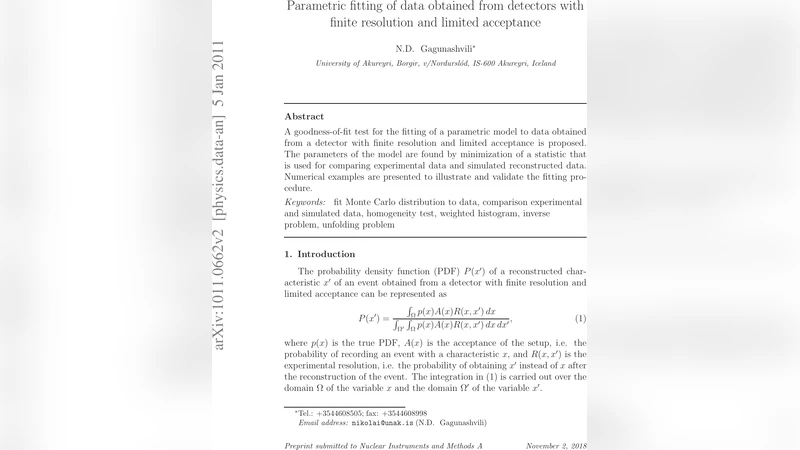 Parametric fitting of data obtained from detectors with finite   resolution and limited acceptance