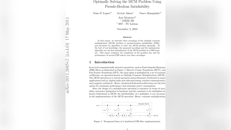 Optimally Solving the MCM Problem Using Pseudo-Boolean Satisfiability