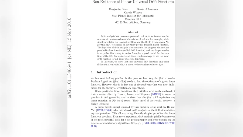 Non-Existence of Linear Universal Drift Functions