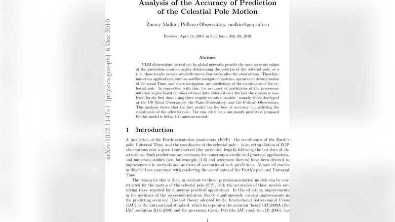Analysis of the Accuracy of Prediction of the Celestial Pole Motion