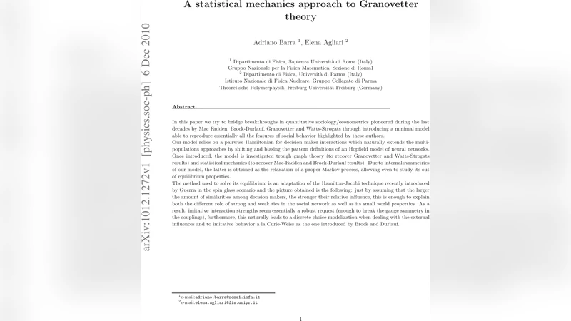 A statistical mechanics approach to Granovetter theory