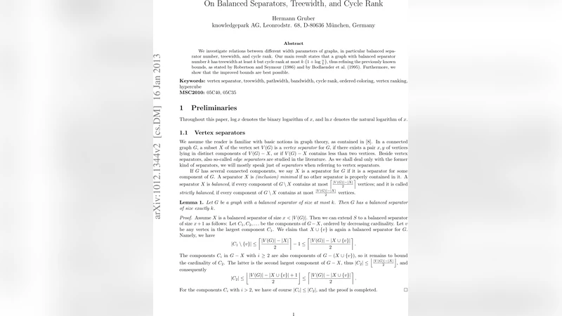 On Balanced Separators, Treewidth, and Cycle Rank