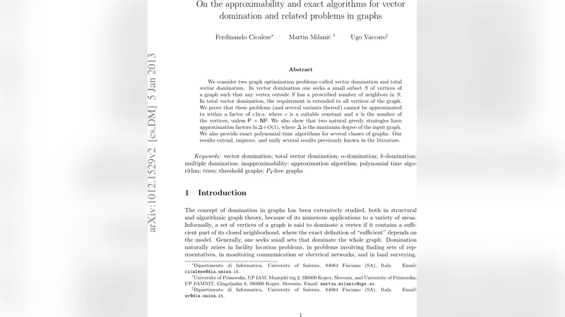 On the approximability and exact algorithms for vector domination and   related problems in graphs