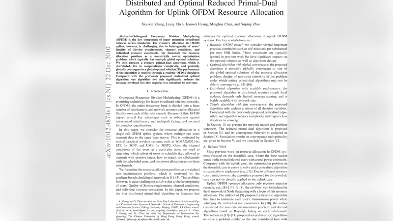 Distributed and Optimal Reduced Primal-Dual Algorithm for Uplink OFDM   Resource Allocation