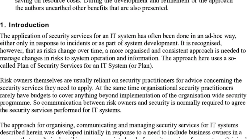 Planning Security Services for IT Systems
