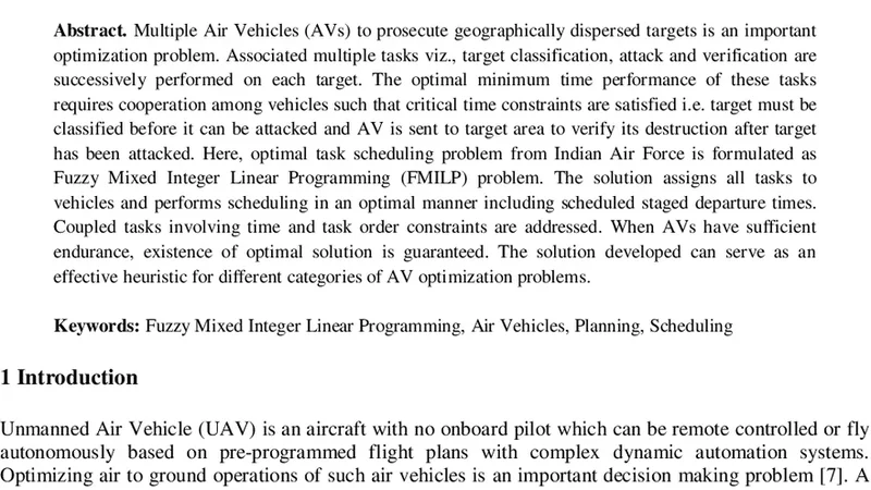 Fuzzy Mixed Integer Linear Programming for Air Vehicles Operations   Optimization