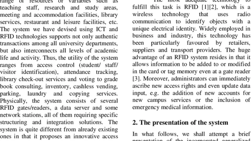 ICT and RFID in Education: Some Practical Aspects in Campus Life