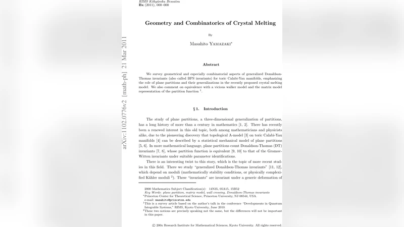 Geometry and Combinatorics of Crystal Melting