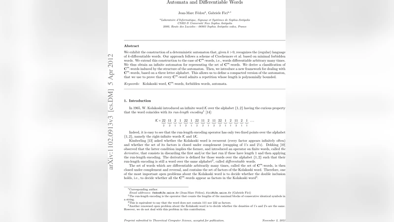 Automata and Differentiable Words