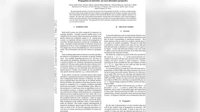 Propagation on networks: an exact alternative perspective