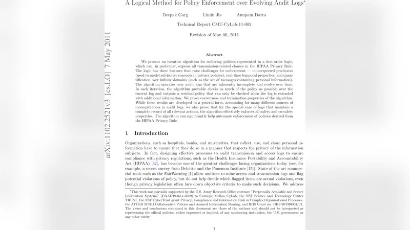 A Logical Method for Policy Enforcement over Evolving Audit Logs