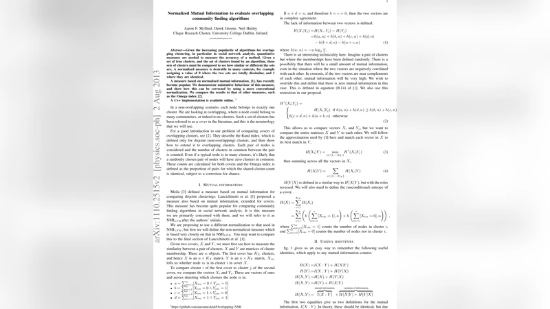 Normalized Mutual Information to evaluate overlapping community finding   algorithms
