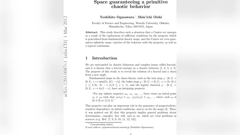 Space guaranteeing a primitive chaotic behavior