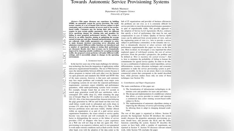 Towards Autonomic Service Provisioning Systems