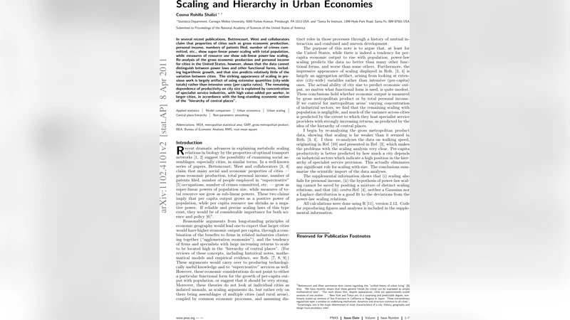 Scaling and Hierarchy in Urban Economies