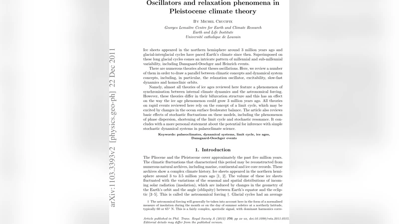 Oscillators and relaxation phenomena in Pleistocene climate theory