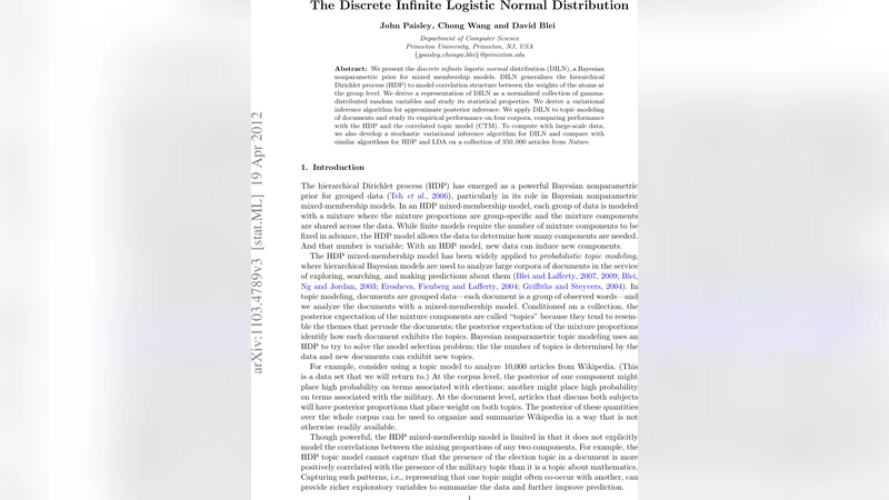 The Discrete Infinite Logistic Normal Distribution