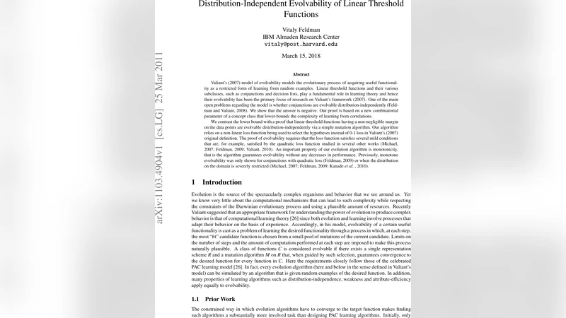 Distribution-Independent Evolvability of Linear Threshold Functions