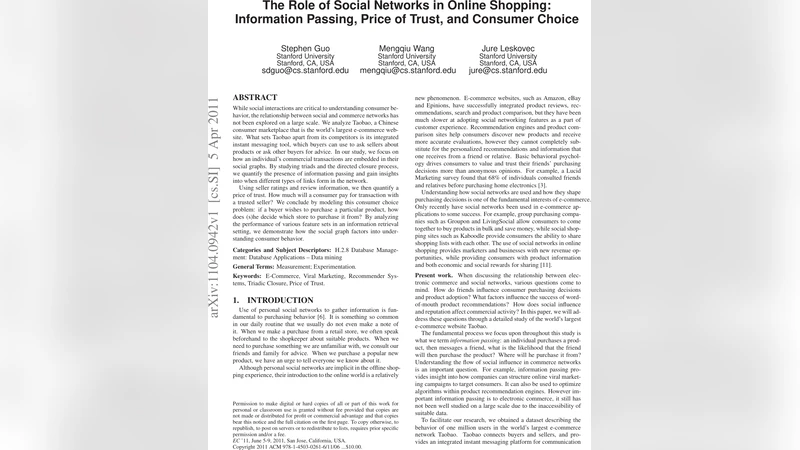 The Role of Social Networks in Online Shopping: Information Passing,   Price of Trust, and Consumer Choice
