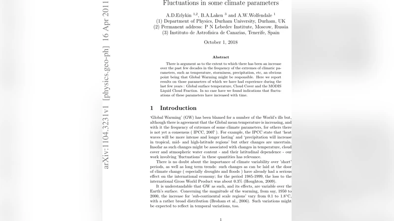 Fluctuations in some climate parameters