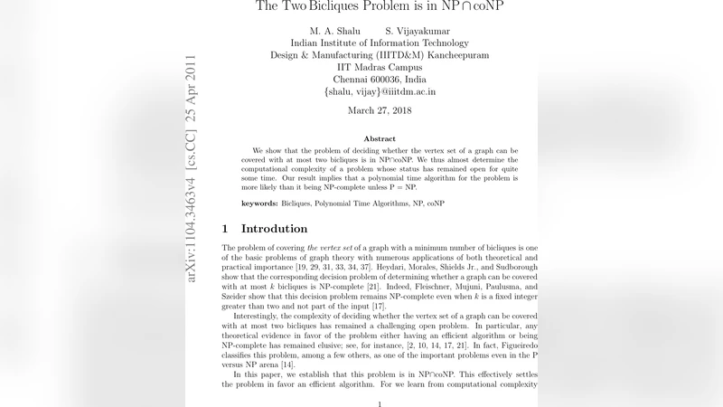 The Two Bicliques Problem is in NP intersection coNP