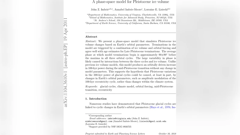 A phase-space model for Pleistocene ice volume