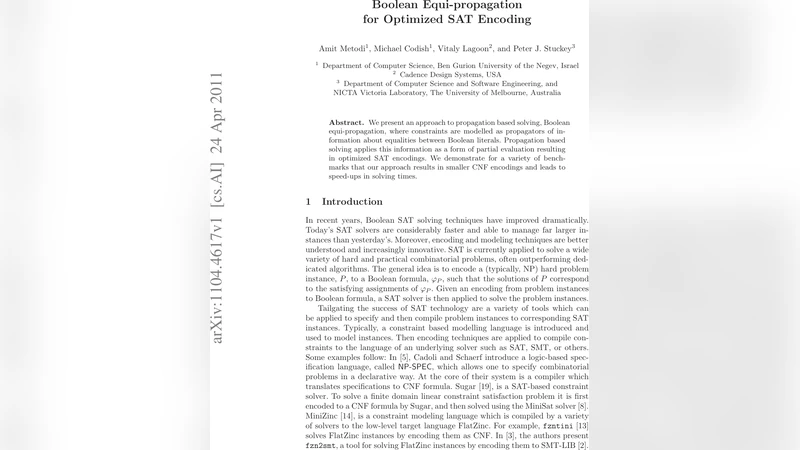 Boolean Equi-propagation for Optimized SAT Encoding
