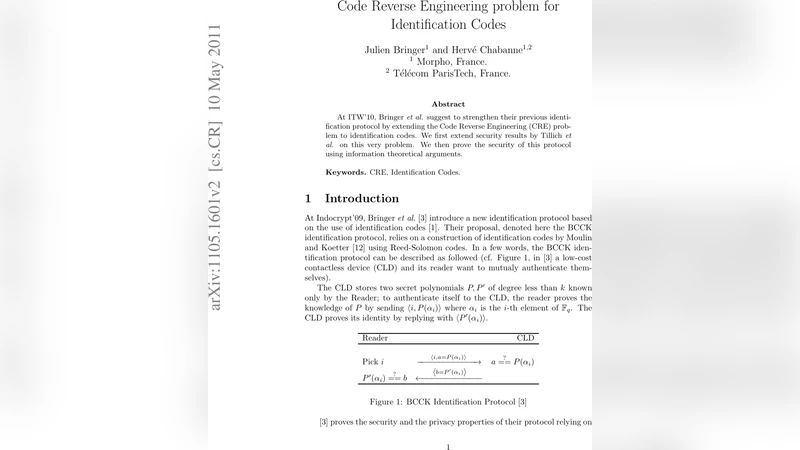 Code Reverse Engineering problem for Identification Codes
