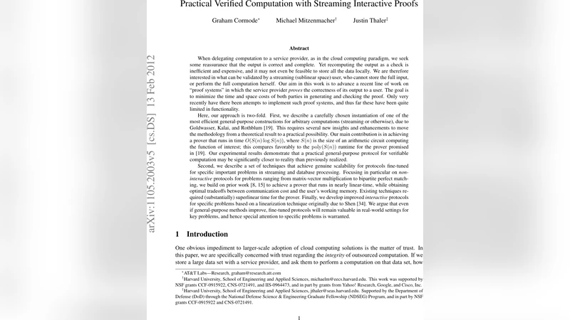 Practical Verified Computation with Streaming Interactive Proofs