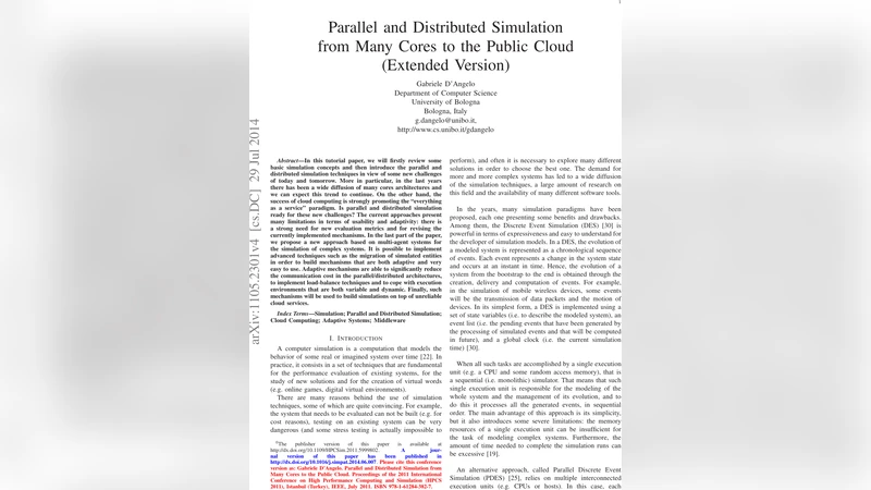 Parallel and Distributed Simulation from Many Cores to the Public Cloud   (Extended Version)
