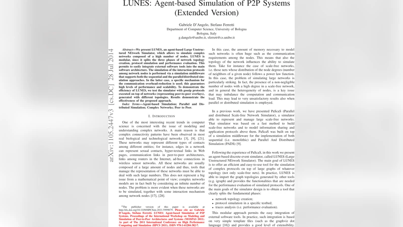 LUNES: Agent-based Simulation of P2P Systems (Extended Version)