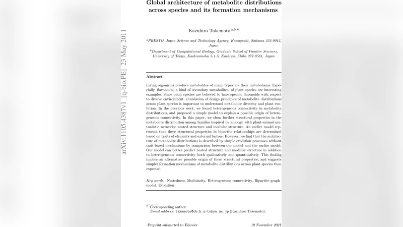 Global architecture of metabolite distributions across species and its   formation mechanisms