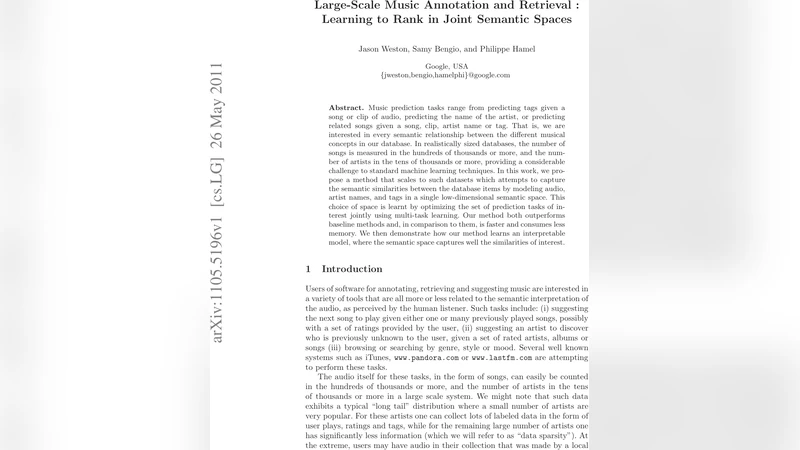 Large-Scale Music Annotation and Retrieval: Learning to Rank in Joint   Semantic Spaces