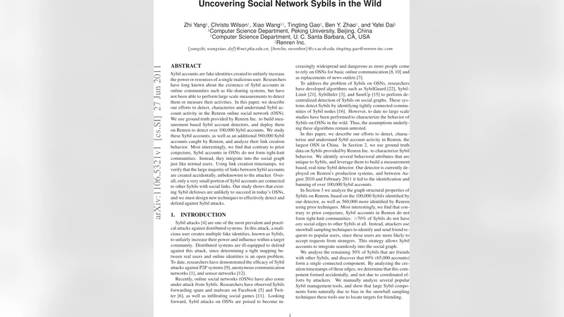 Uncovering Social Network Sybils in the Wild