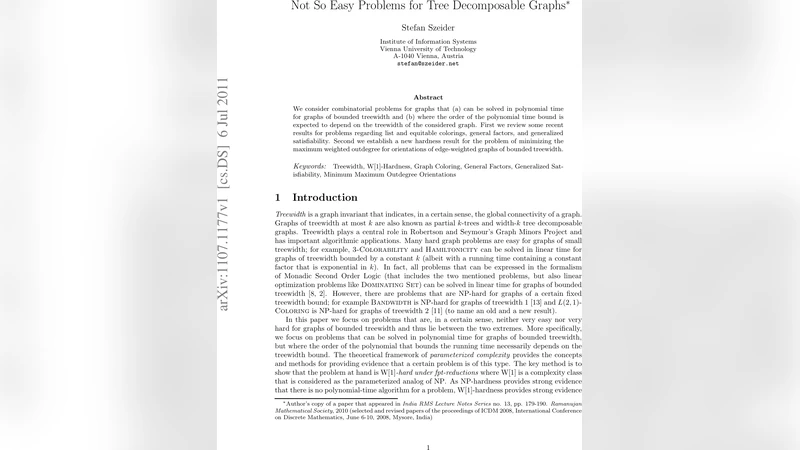 Not So Easy Problems for Tree Decomposable Graphs