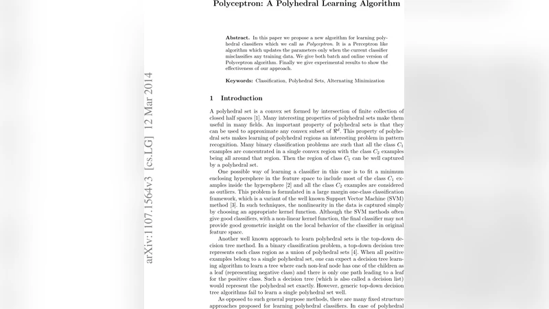 Polyceptron: A Polyhedral Learning Algorithm